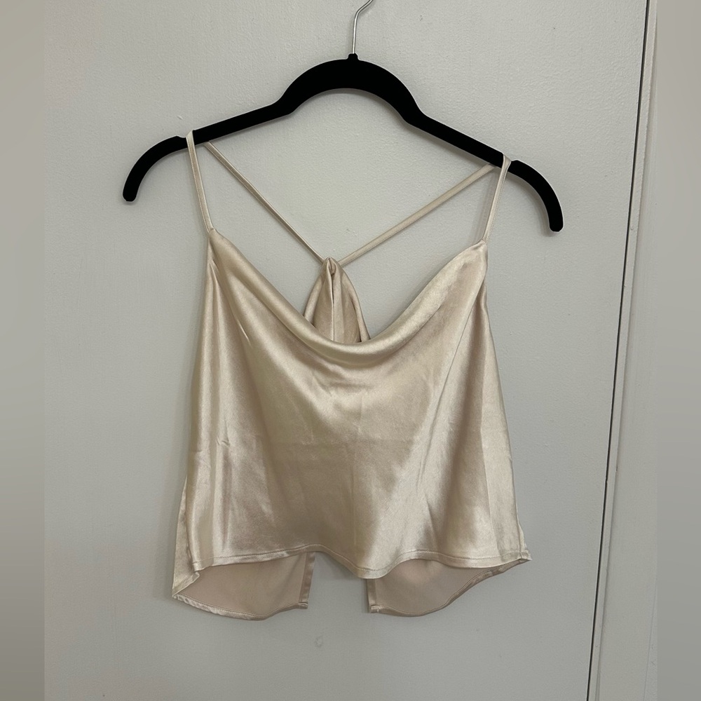 Lulus Satin Ivory Cami Crop Top
